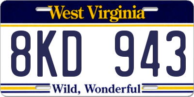 WV license plate 8KD943