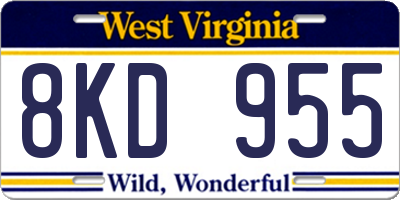 WV license plate 8KD955