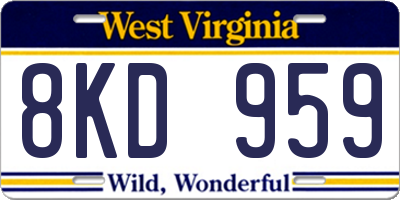 WV license plate 8KD959