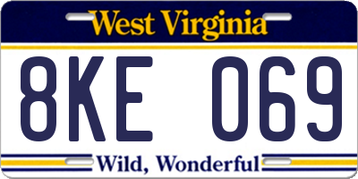 WV license plate 8KE069