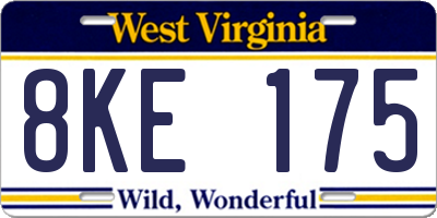 WV license plate 8KE175