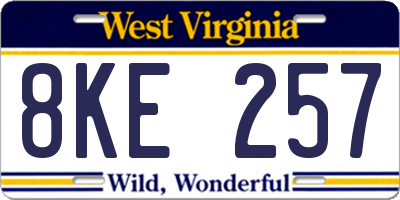 WV license plate 8KE257