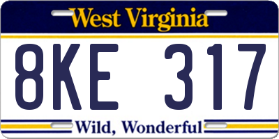 WV license plate 8KE317