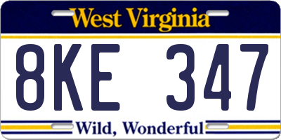 WV license plate 8KE347