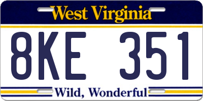 WV license plate 8KE351