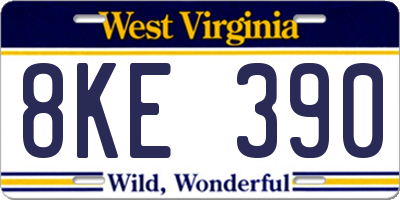 WV license plate 8KE390