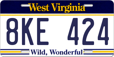 WV license plate 8KE424