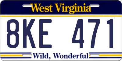 WV license plate 8KE471