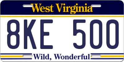 WV license plate 8KE500