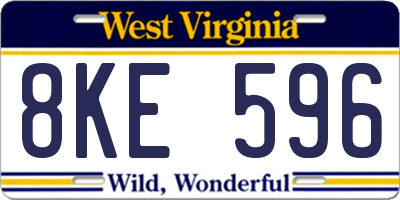 WV license plate 8KE596