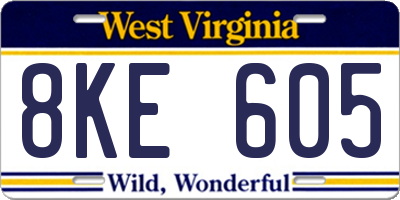 WV license plate 8KE605