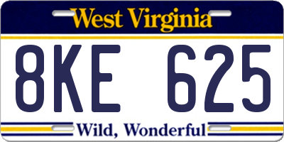 WV license plate 8KE625