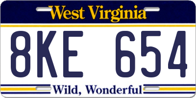 WV license plate 8KE654