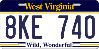 WV license plate 8KE740