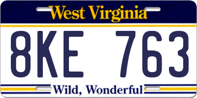 WV license plate 8KE763