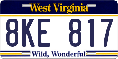 WV license plate 8KE817