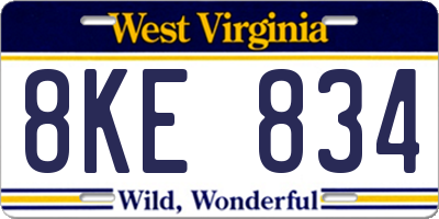 WV license plate 8KE834