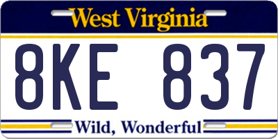 WV license plate 8KE837