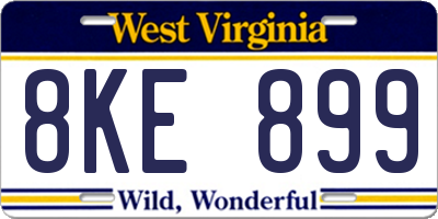 WV license plate 8KE899