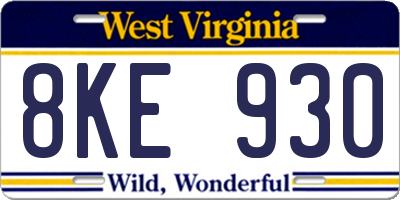 WV license plate 8KE930