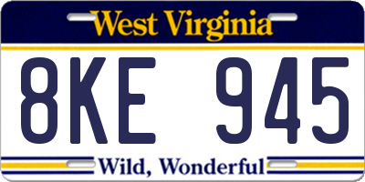 WV license plate 8KE945