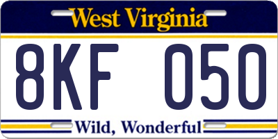 WV license plate 8KF050