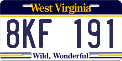 WV license plate 8KF191