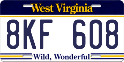 WV license plate 8KF608