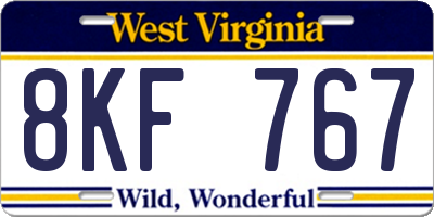 WV license plate 8KF767