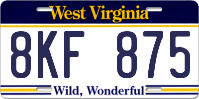 WV license plate 8KF875