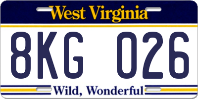 WV license plate 8KG026