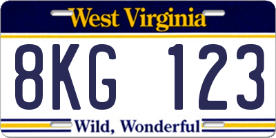 WV license plate 8KG123