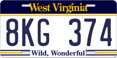 WV license plate 8KG374
