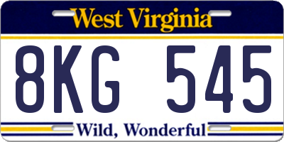 WV license plate 8KG545