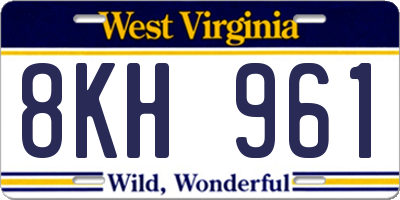 WV license plate 8KH961