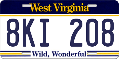 WV license plate 8KI208