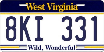 WV license plate 8KI331