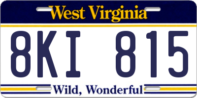 WV license plate 8KI815