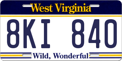 WV license plate 8KI840