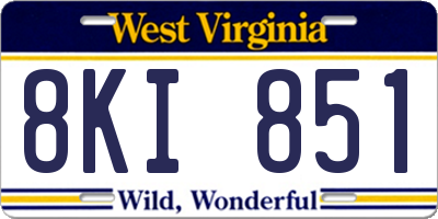 WV license plate 8KI851