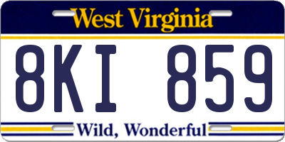 WV license plate 8KI859