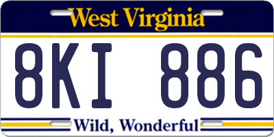 WV license plate 8KI886