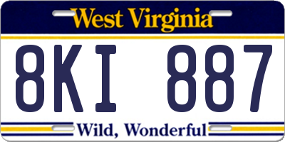 WV license plate 8KI887