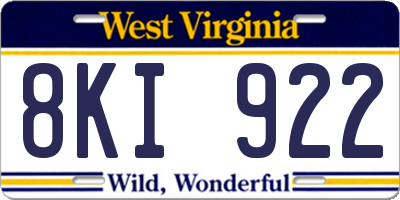 WV license plate 8KI922