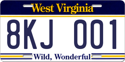 WV license plate 8KJ001