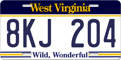 WV license plate 8KJ204