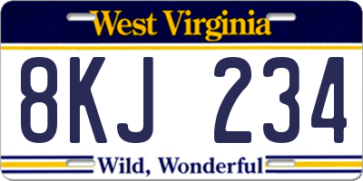 WV license plate 8KJ234