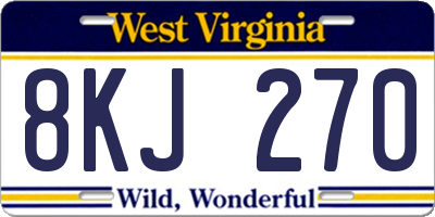 WV license plate 8KJ270