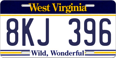 WV license plate 8KJ396