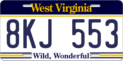 WV license plate 8KJ553